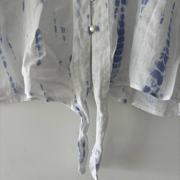 Rails Linen Rayon Blend Thea Cloud Tie Dye Button Down Tie Front Blouse Size XS - Picture 3 of 6